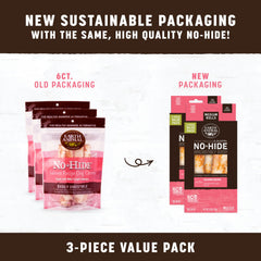 Earth Animal No Hide Chews Salmon Rolls 3-count box ready for daily use