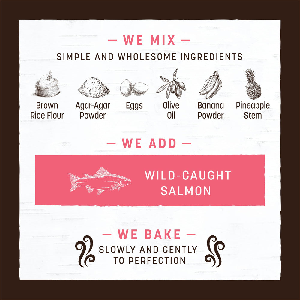 Earth Animal No Hide Chews Salmon Rolls baking process showing oven-baked texture
