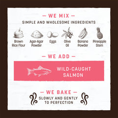 Earth Animal No Hide Chews Salmon Rolls baking process showing oven-baked texture