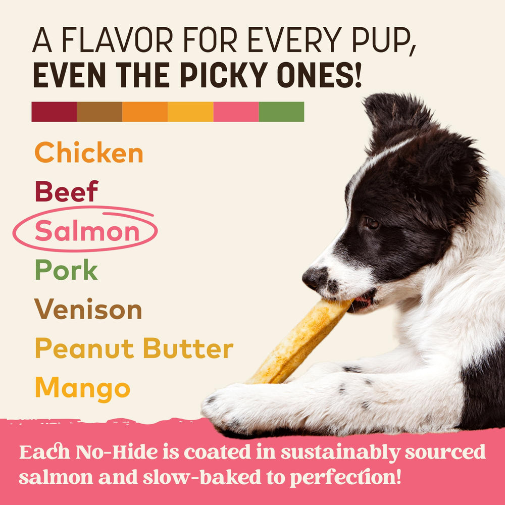 Earth Animal No Hide Chews Salmon Rolls long-lasting texture supports slow chewing.
