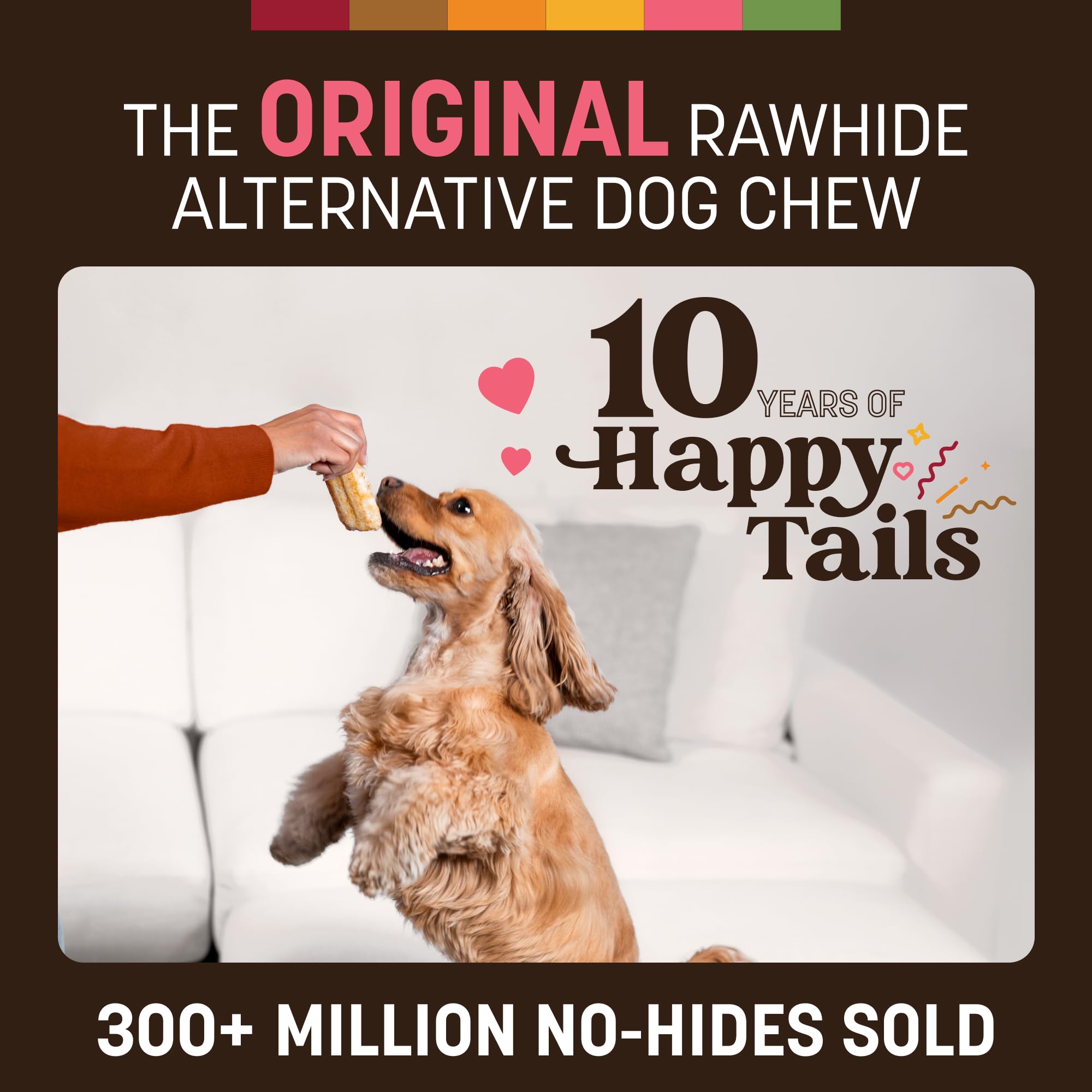 Earth Animal No Hide Chews Salmon Rolls two-rolls shown for longer chew sessions.