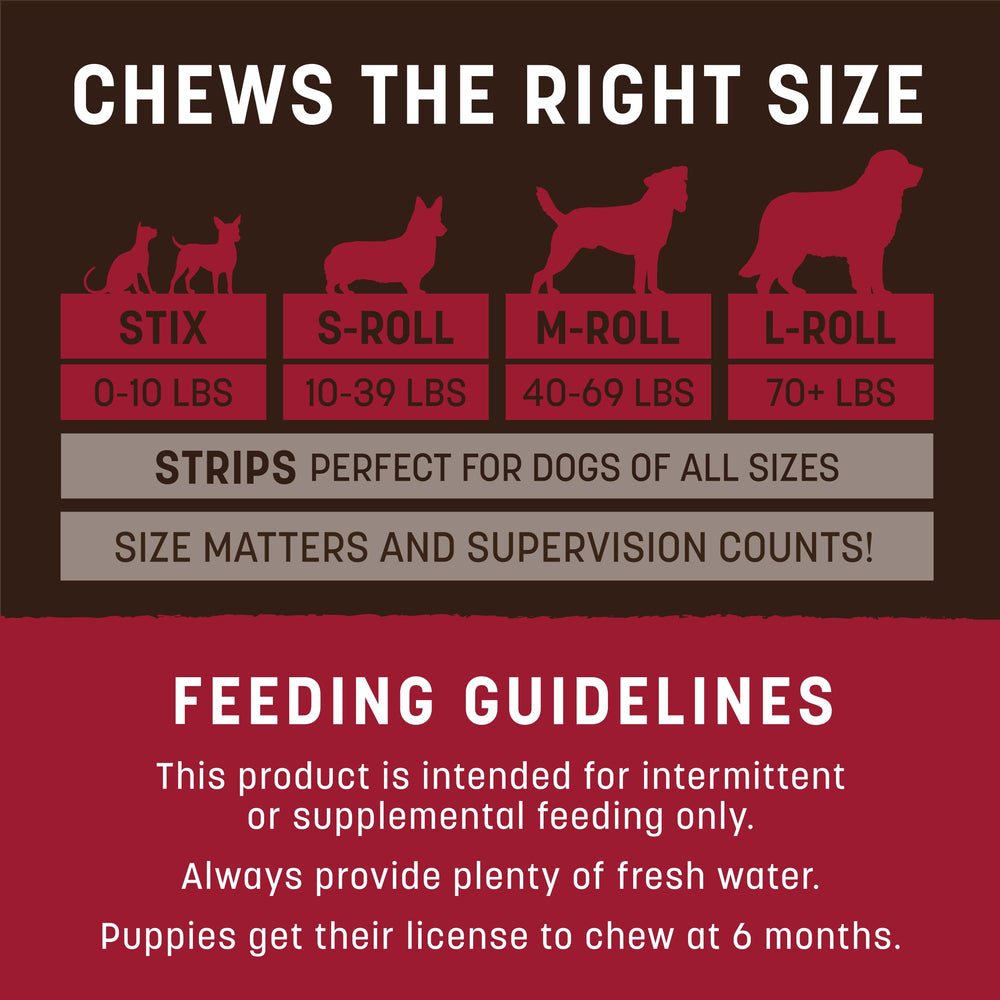 Made-in-the-USA assurance for Earth Animal No Hide Chews beef rolls product.