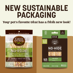 Earth Animal No Hide Stix closeup texture highlights chew-friendly, rawhide-free design