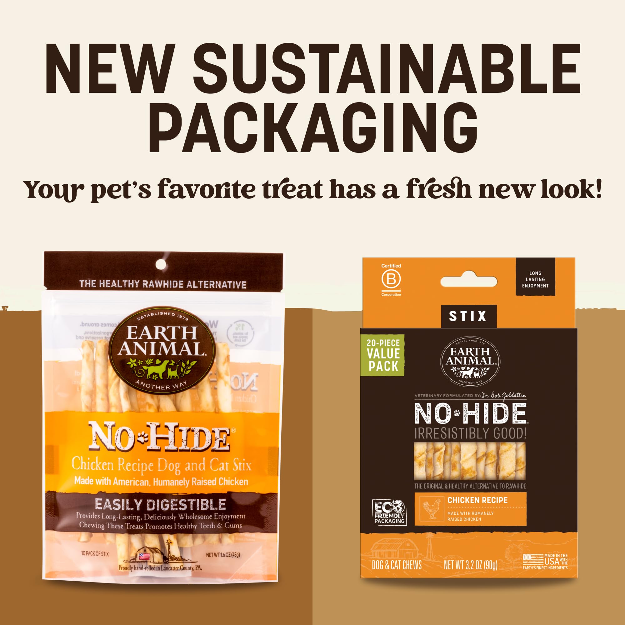 Ingredients closeup for Earth Animal No-Hide Stix reveal simple, wholesome components.