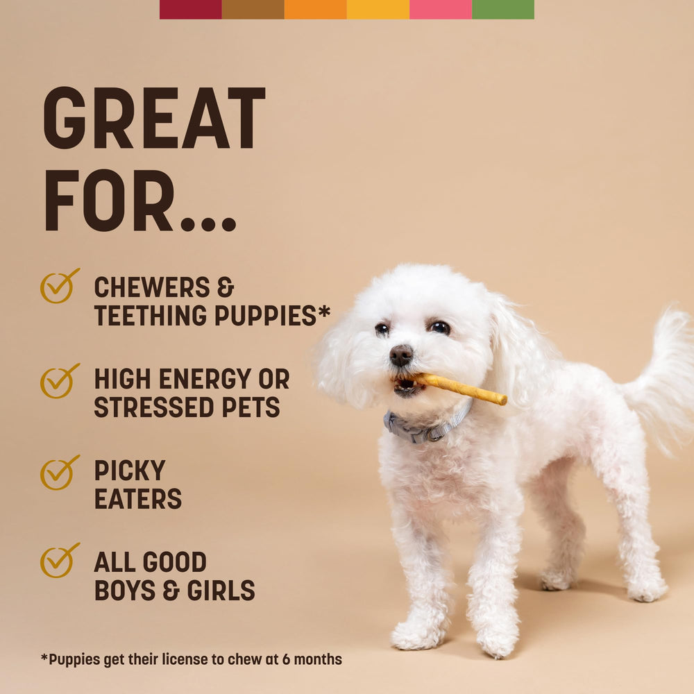 Safety note about supervising chew to fit your pet's chewing style.