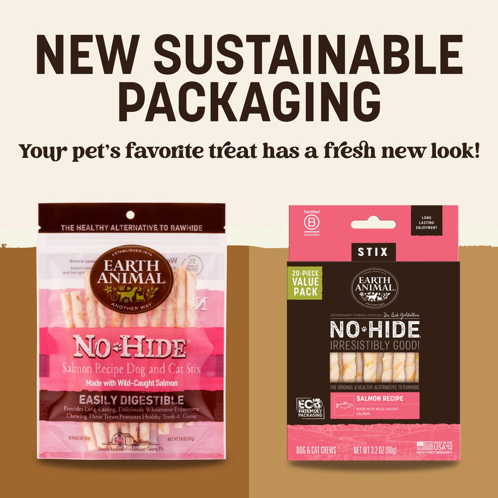 Earth Animal No Hide Stix Salmon close-up shows texture and long-lasting appeal.