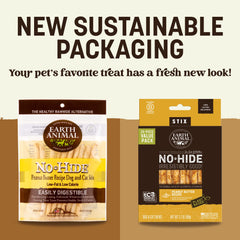 Earth Animal No Hide Stix small-dog-chews closeup—chewy texture ideal for tiny mouths.
