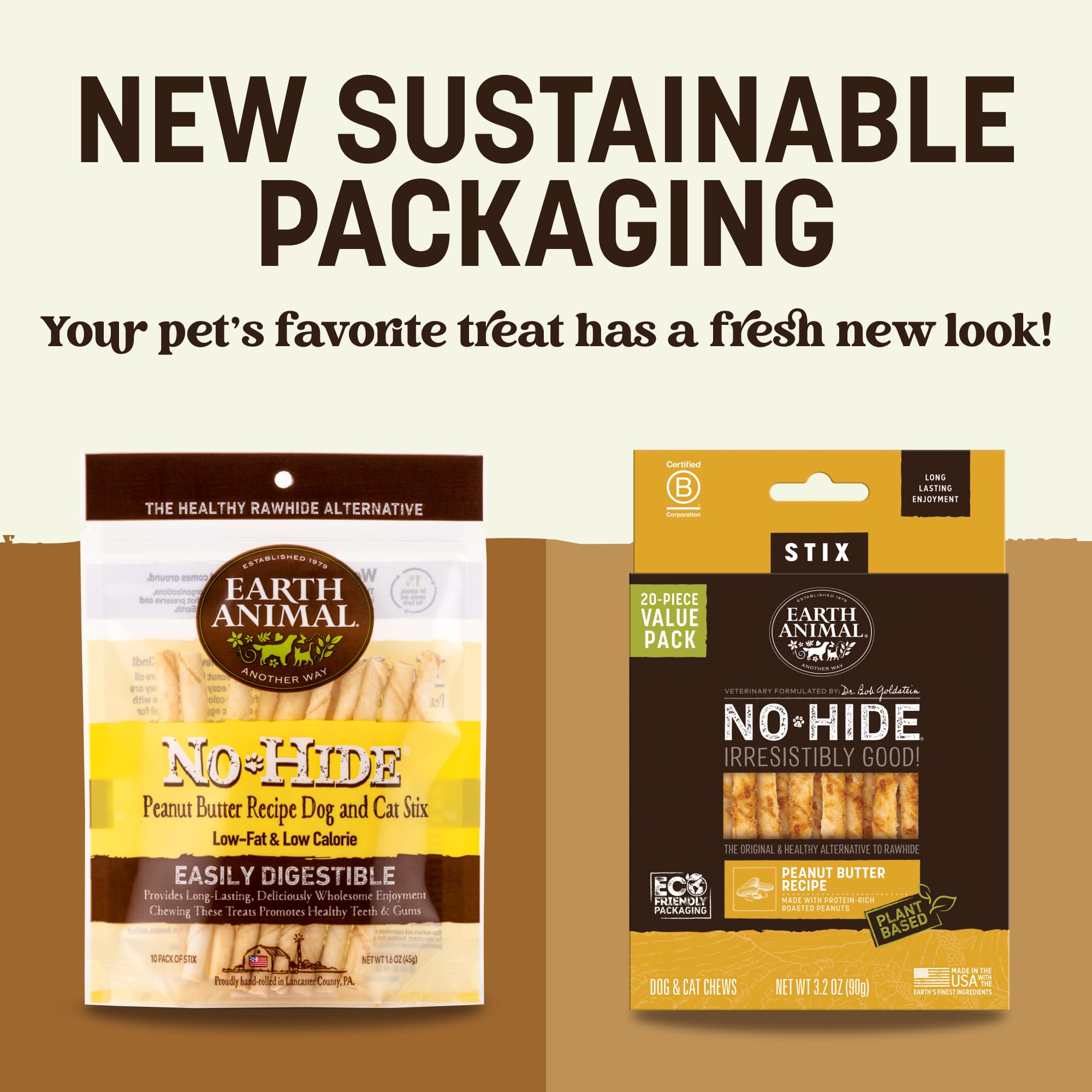 Earth Animal No Hide Stix small-dog chews 10-count package ready for easy shopping.