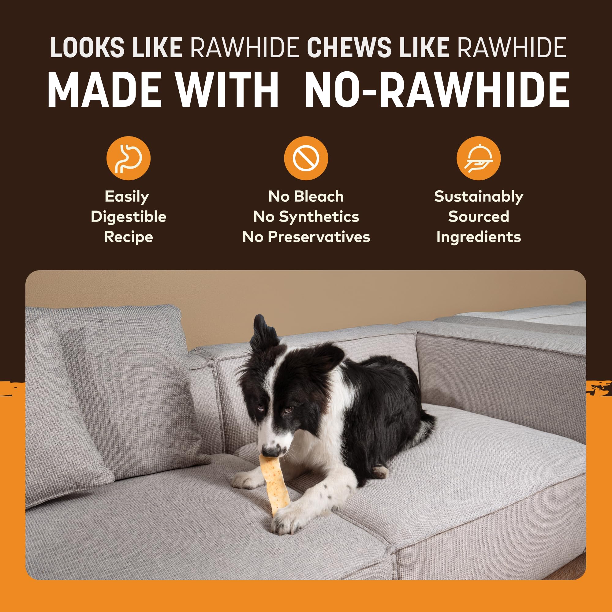 Earth Animal No Hide Strip dog-chewing action—demonstrates satisfying chew session.