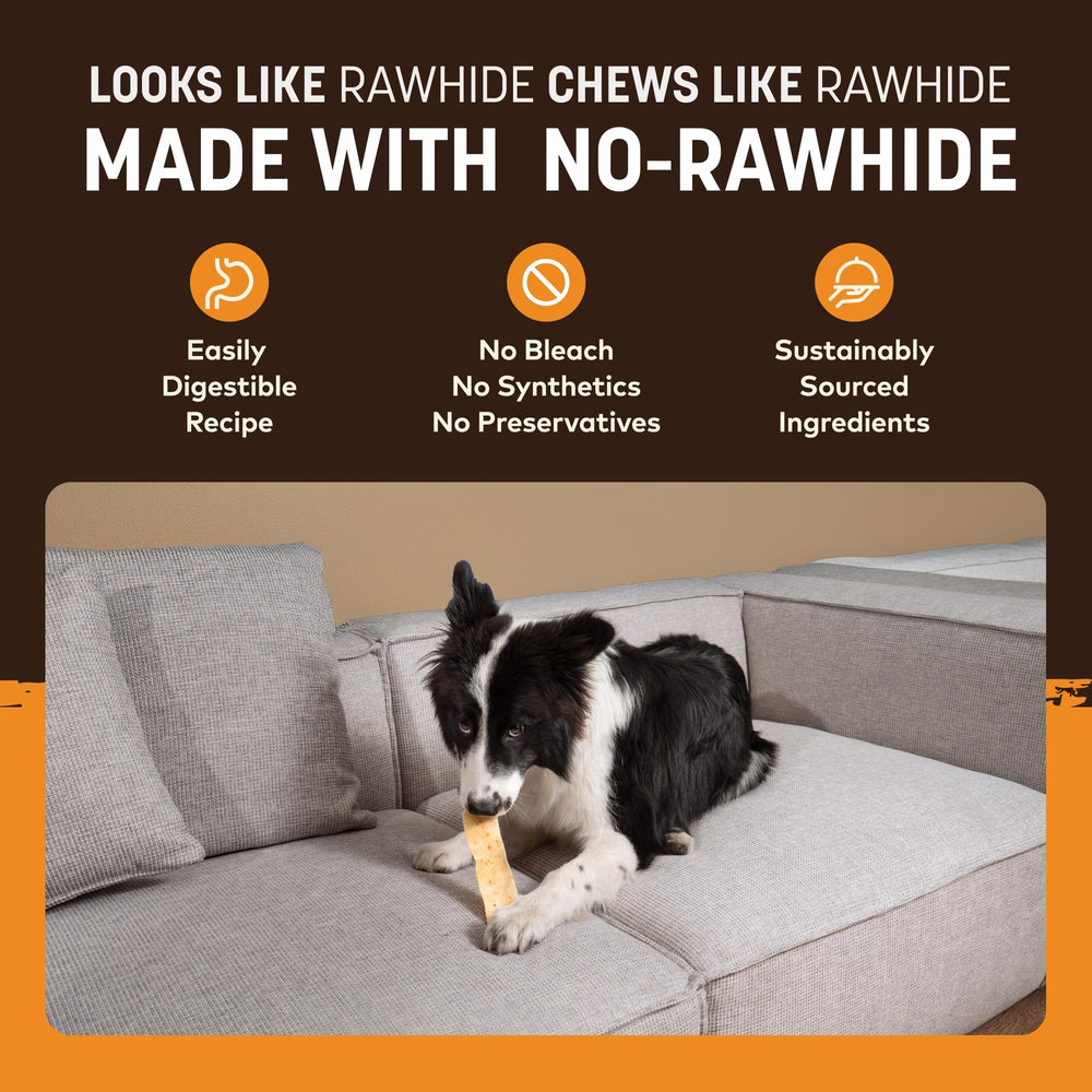 Earth Animal No Hide Strip dog-chewing action—demonstrates satisfying chew session.
