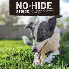 Earth Animal No-Hide Strips ingredients label image displays simple, wholesome base ingredients for mindful treats.