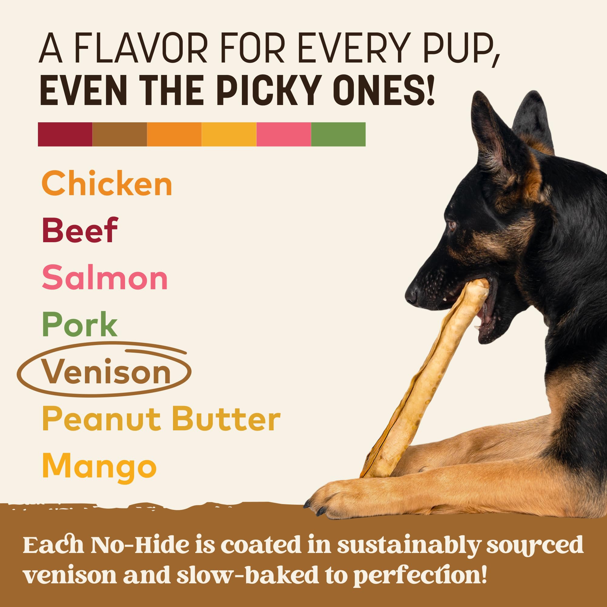 Earth Animal USA-made No Hide Rolls venison product signals quality.