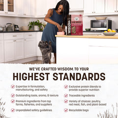 Earth Animal Wisdom air-dried dog food serving-bowl demonstrates convenient feeding.