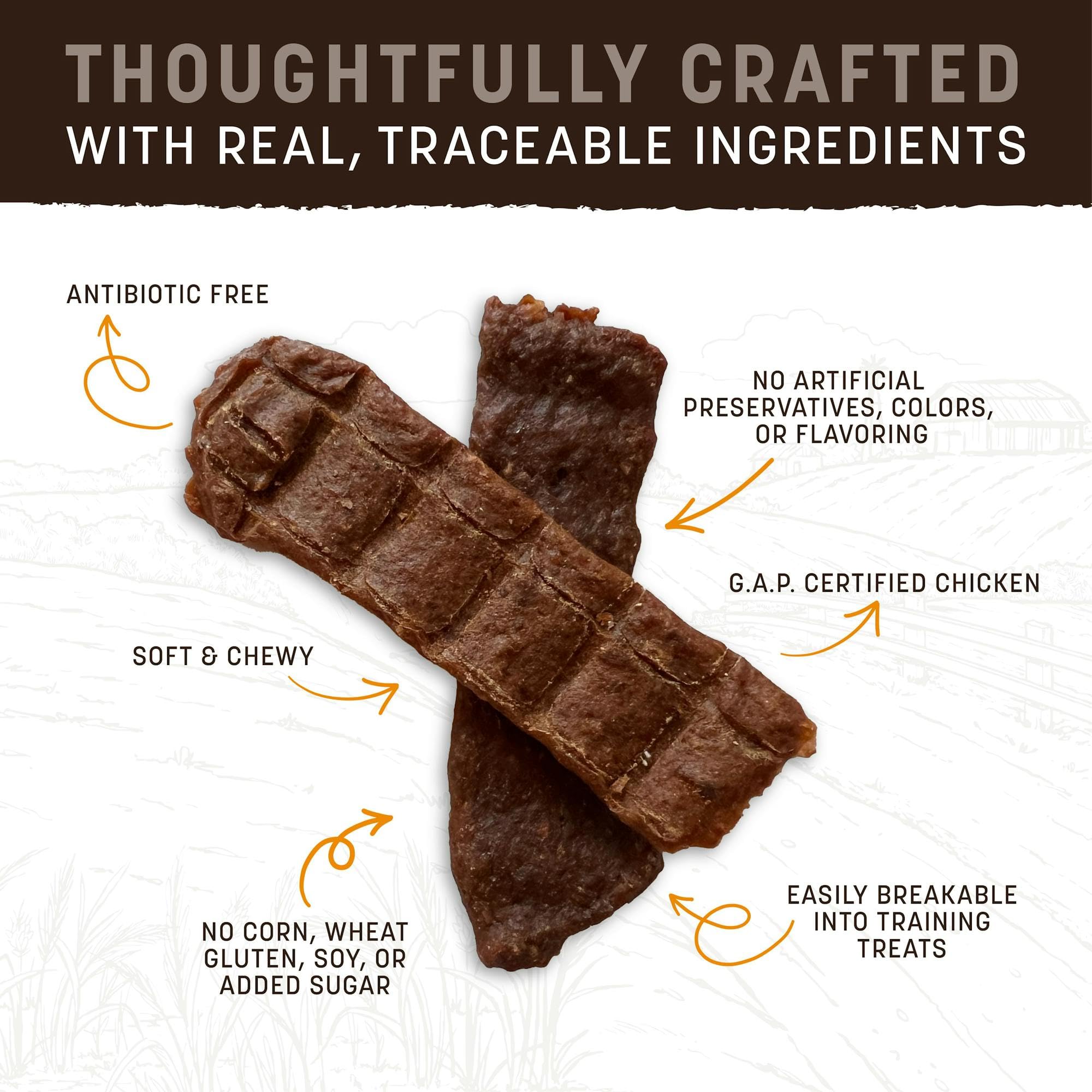 Earth Animal Wisdom air dried jerky chicken small-batch kitchen scene.