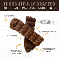 Earth Animal Wisdom air dried jerky chicken small-batch kitchen scene.