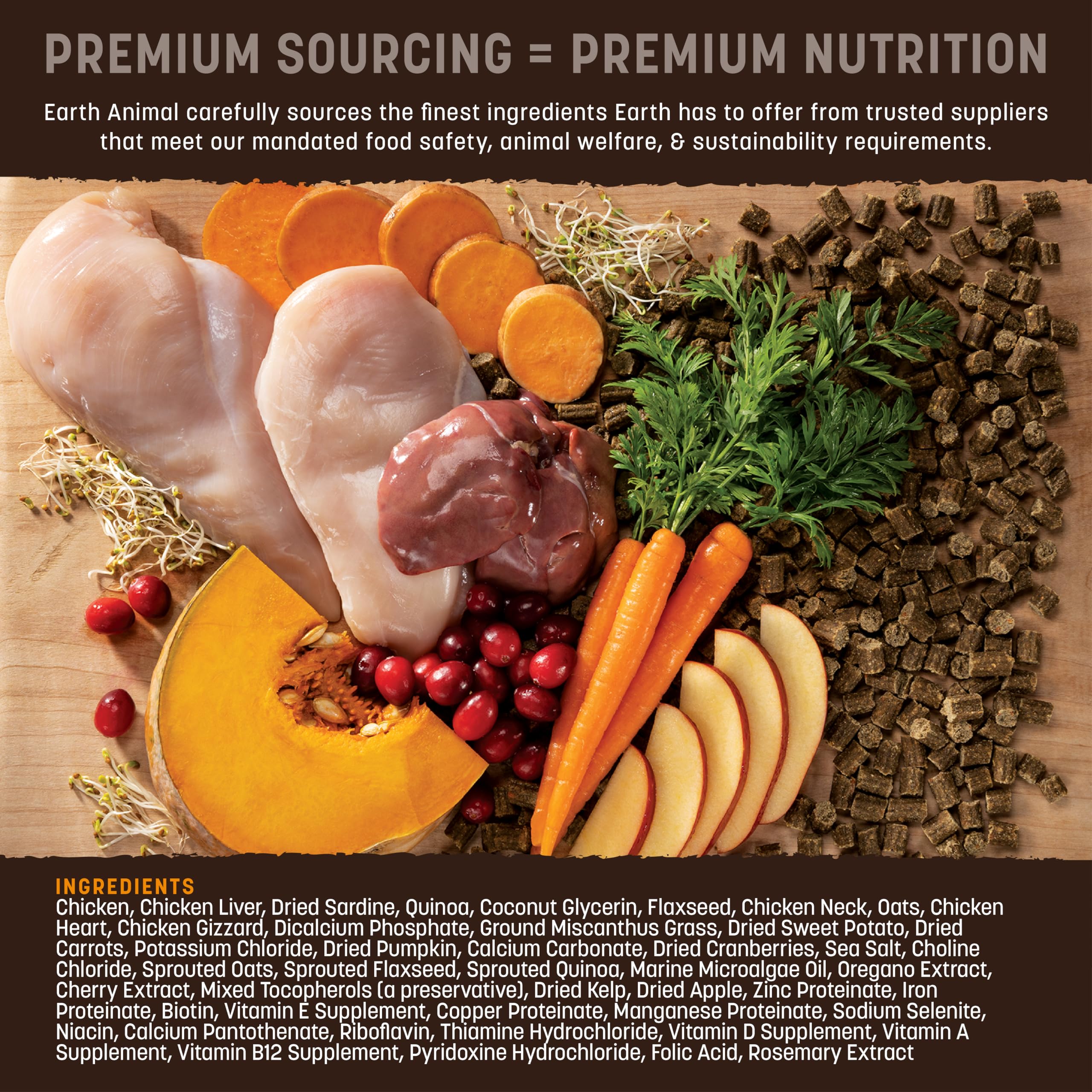 Earth Animal Wisdom ancient grains fruits and vegetables suggest balanced nourishment.