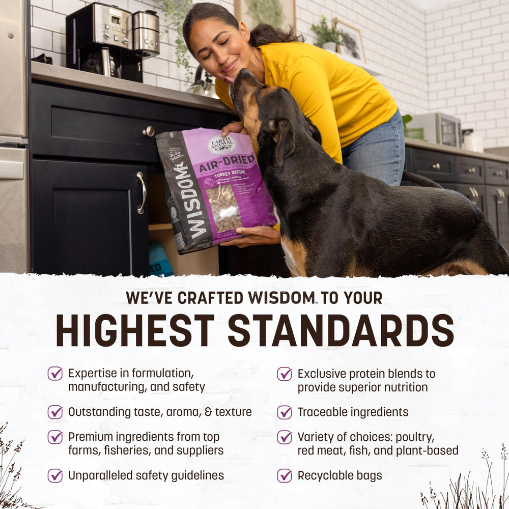 Earth Animal Wisdom turkey recipe appearance highlights moist, jerky-like texture dogs enjoy