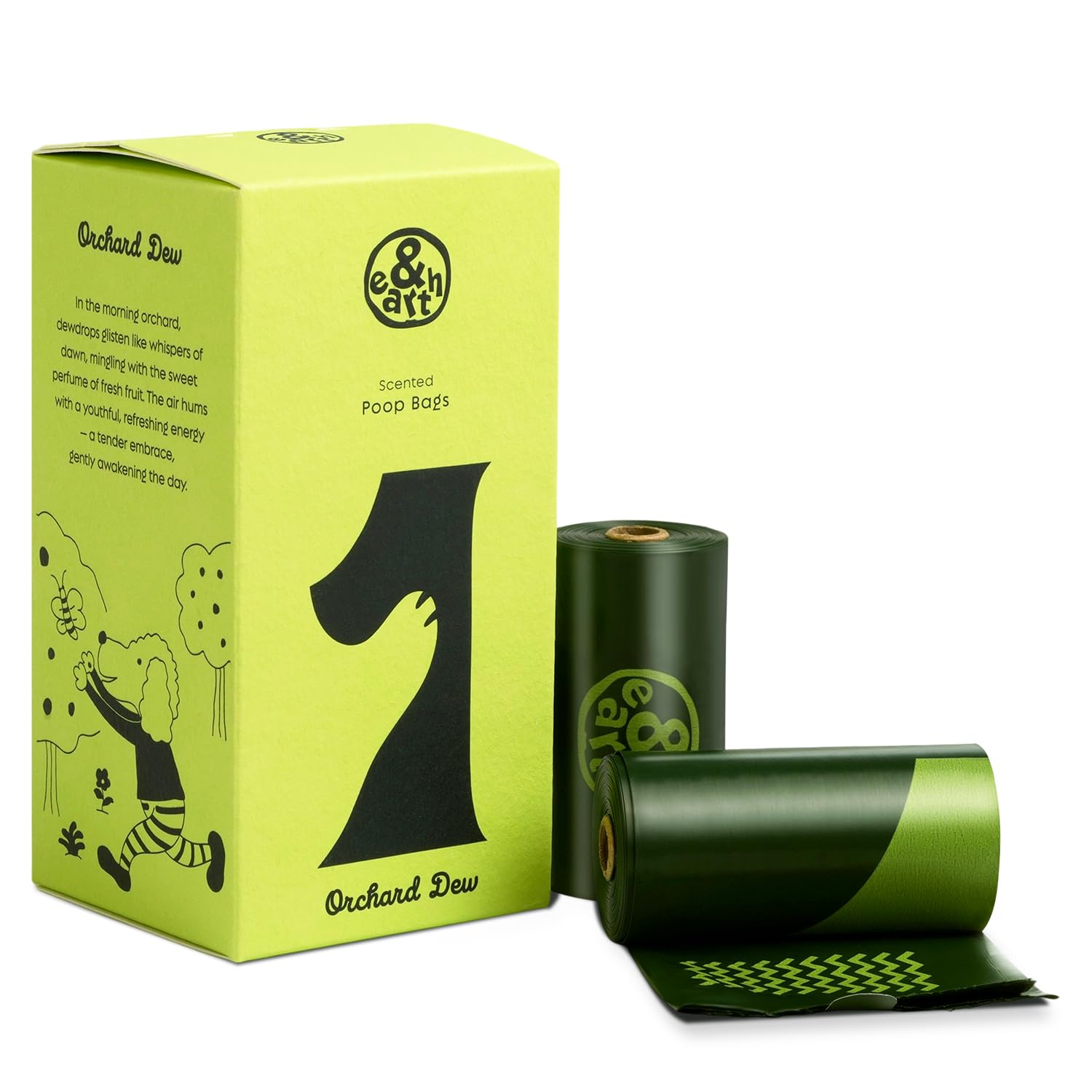 &earth leak-proof fig-scented poop bag rolls for clean, odor-controlled walks.