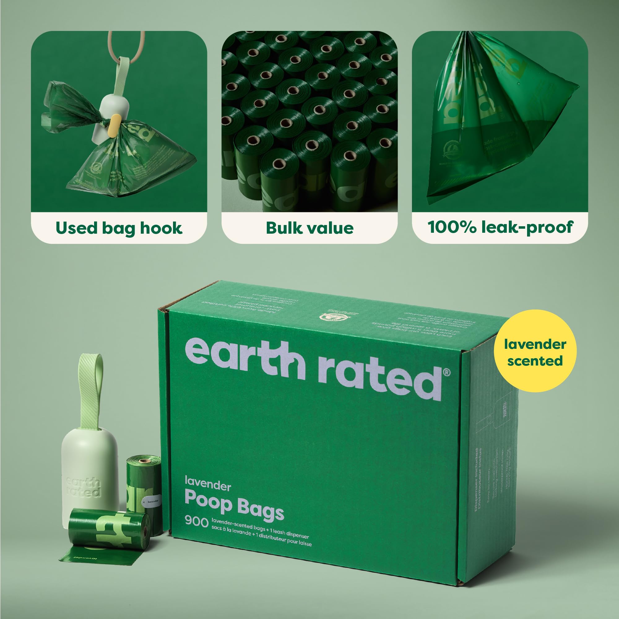 900 lavender scented bags included with the dispenser showing dimensions