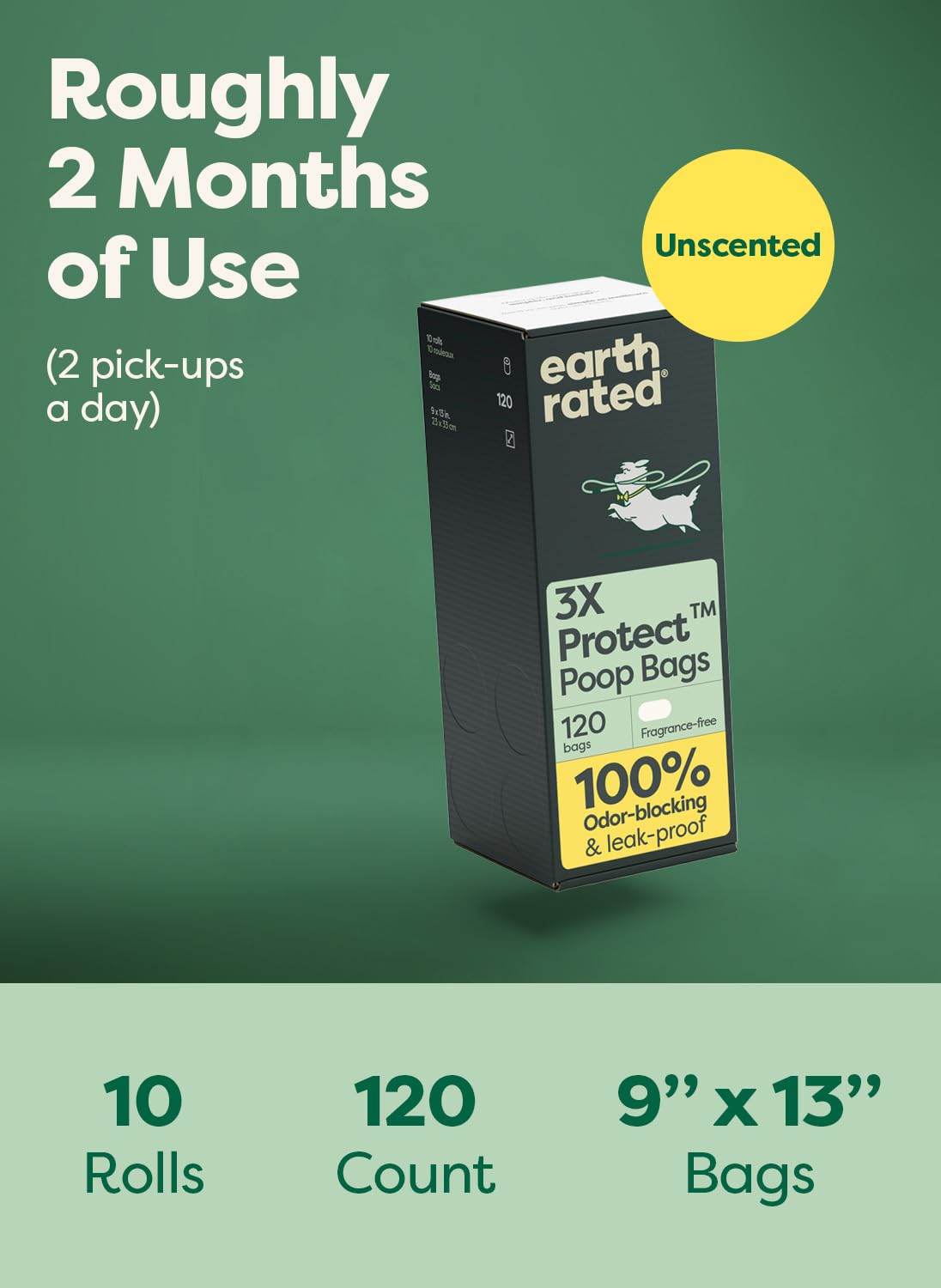 Earth Rated eco-friendly bags use 35% post-consumer recycled plastic