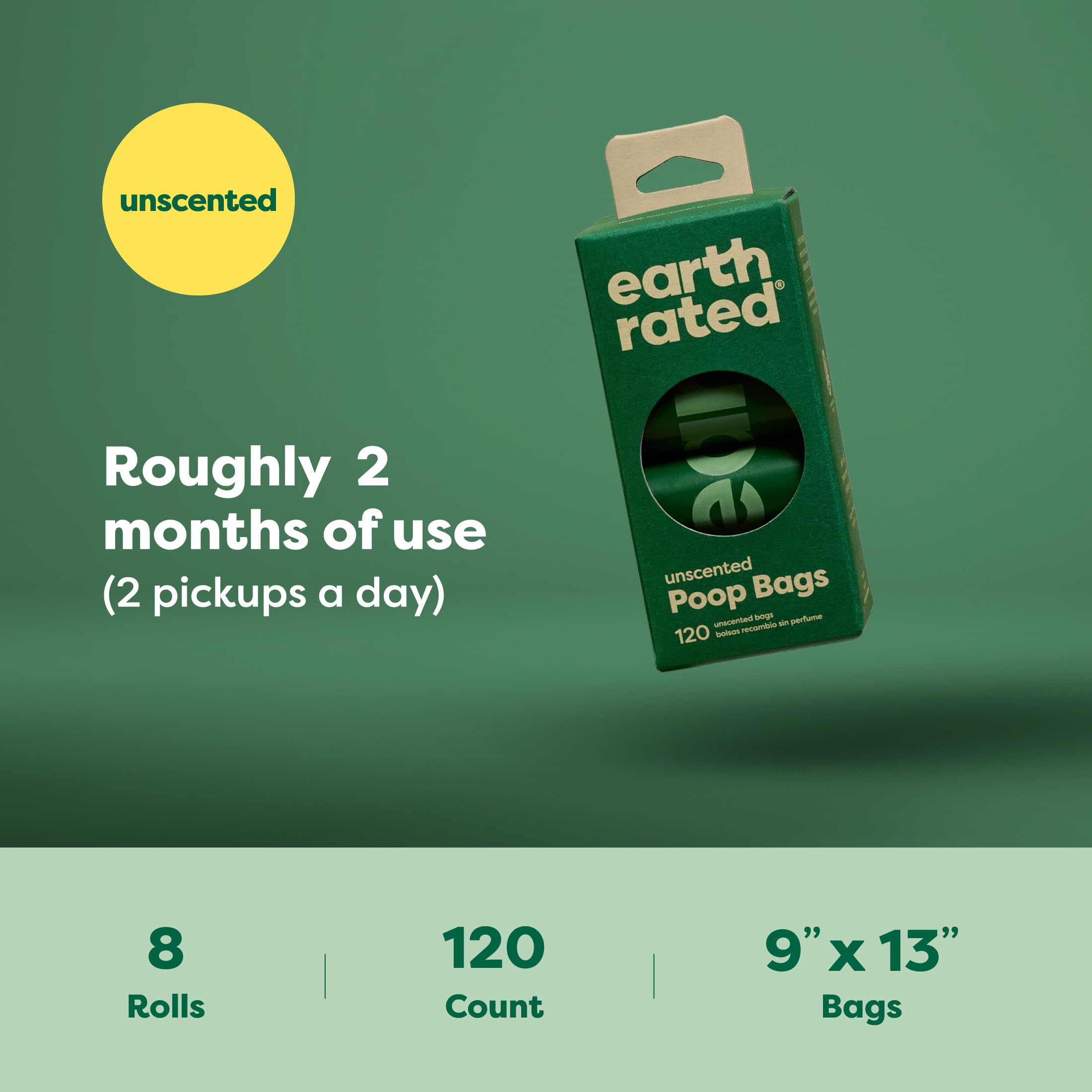 Earth Rated uses 65% post-consumer recycled plastic for eco-friendly waste.