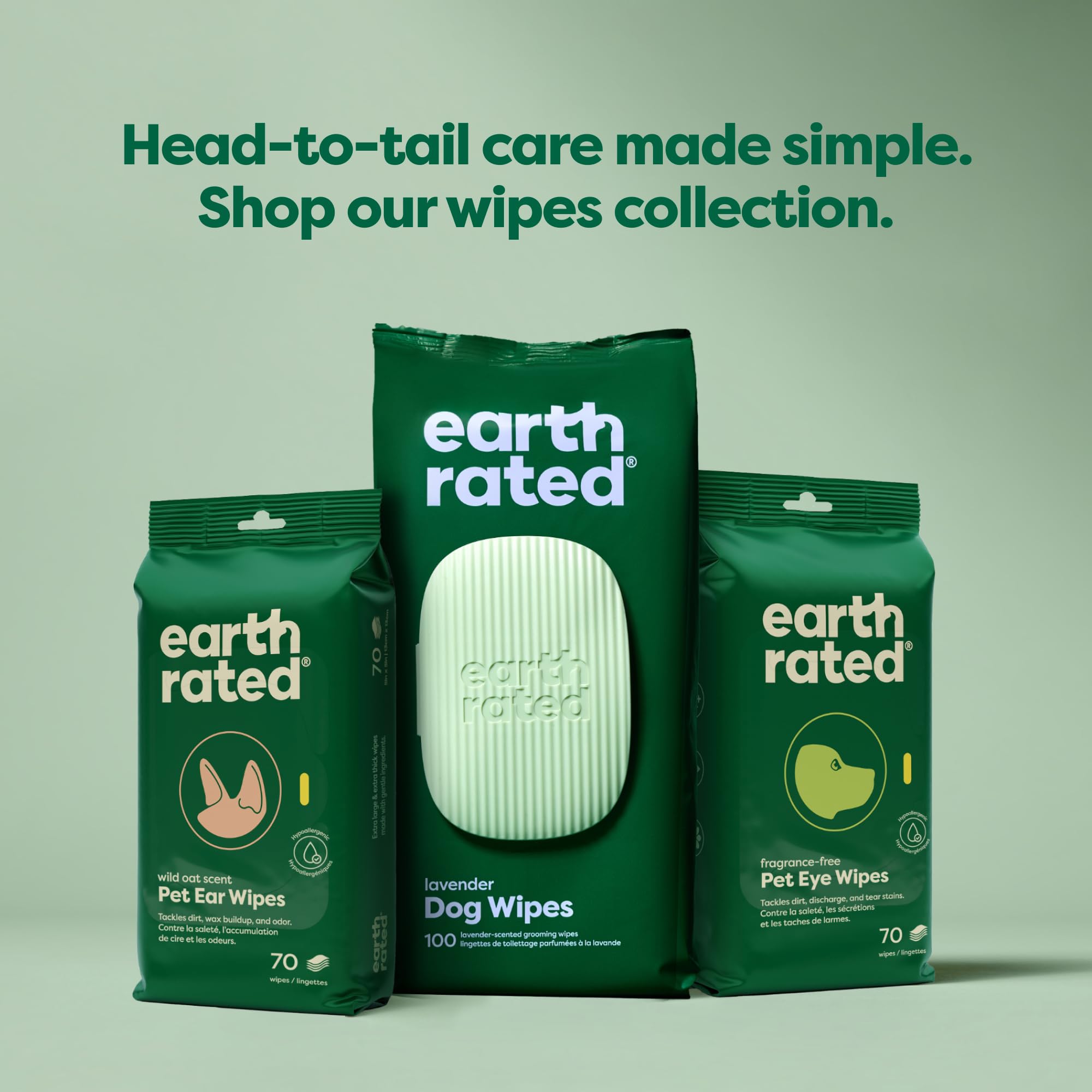 Earth Rated Eye Wipes for dogs and cats at home or on the go.
