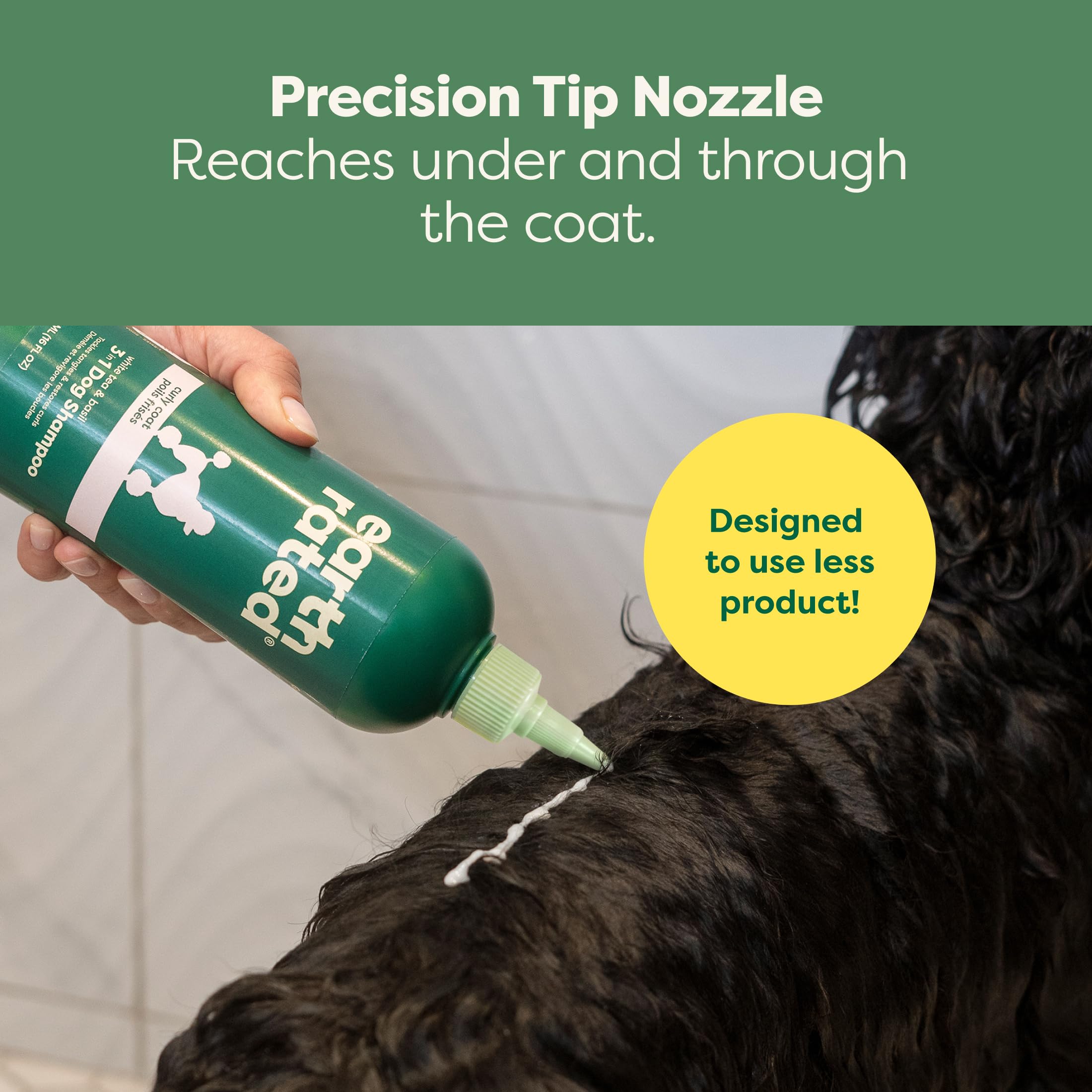 Earth Rated 16 oz bottle shown beside grooming supplies.