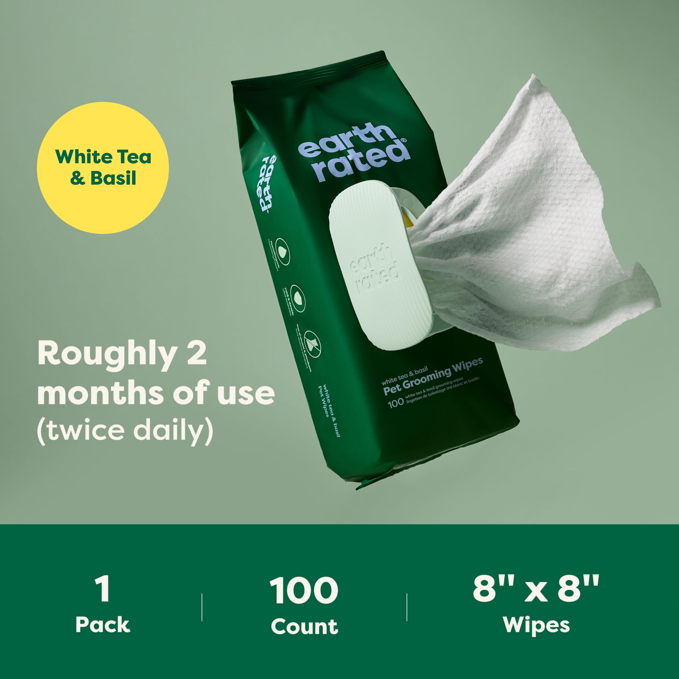 Earth Rated wipes suitable for both dogs and cats during travel grooming.