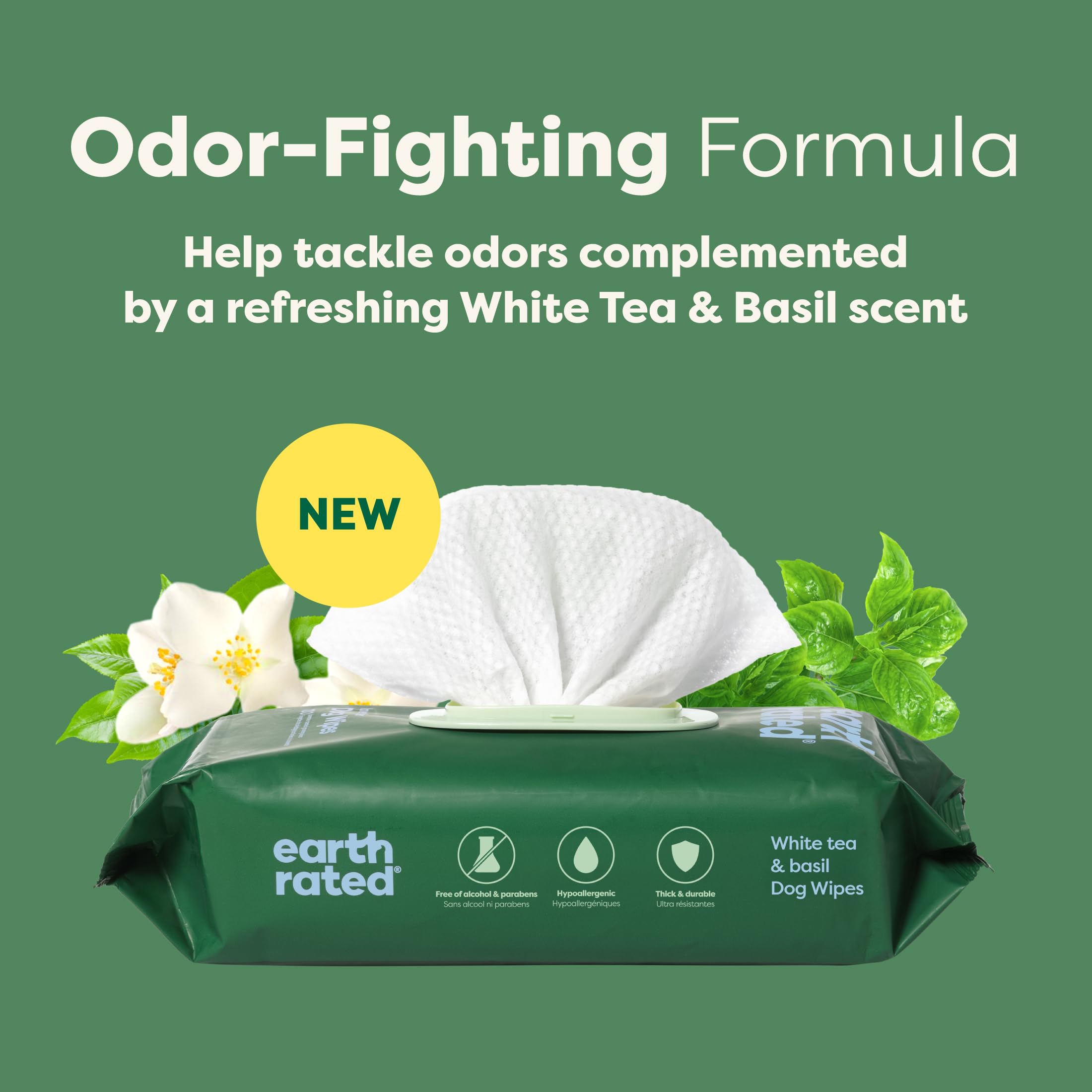 Earth Rated hypoallergenic, alcohol-free wipes gentle enough for daily use.