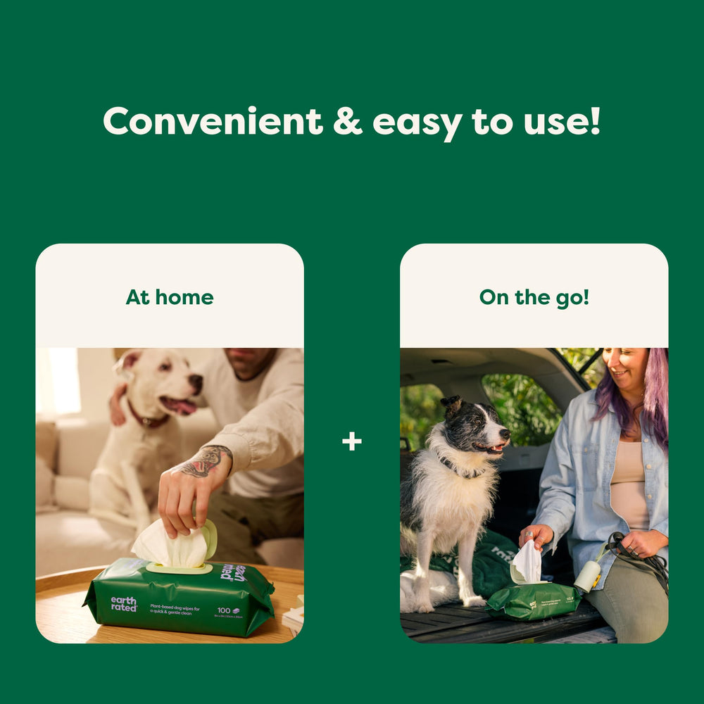Earth Rated Pet Wipes hypoallergenic and cruelty-free for sensitive skin.