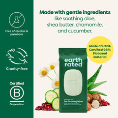 Earth Rated Pet Wipes odor-fighting formula keeps pets smelling fresh