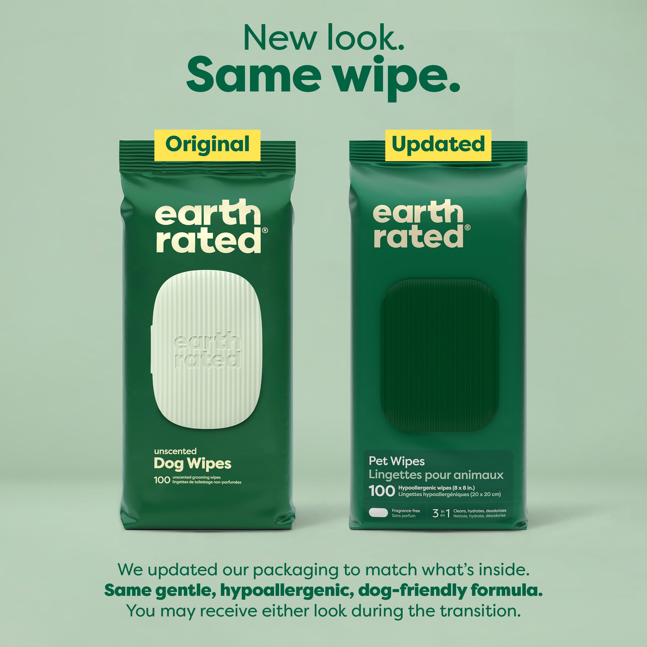 Earth Rated Pet Wipes textured cleaning shows better dirt lift on paws and fur