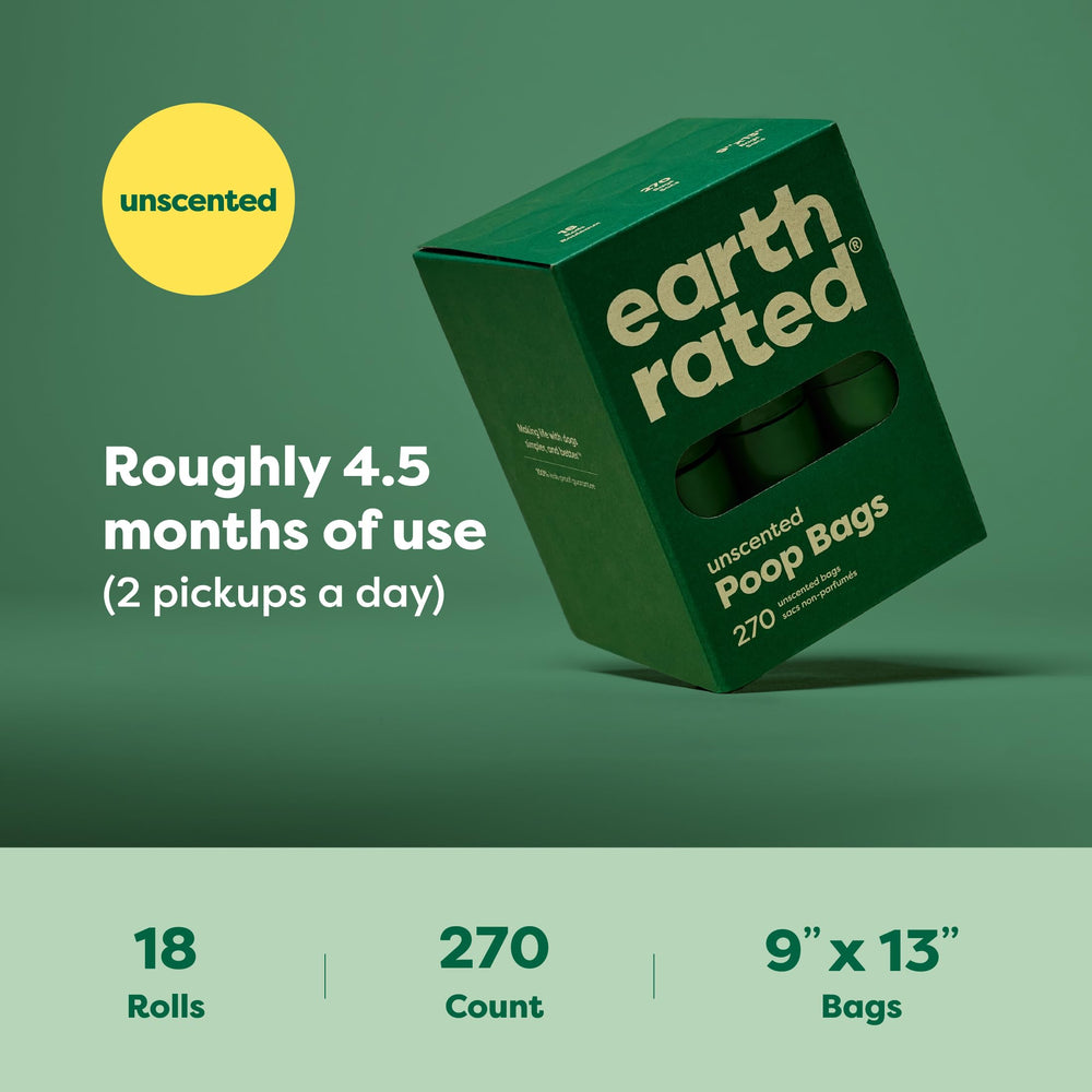 Unscented Earth Rated poop bags for quiet odor-free walks