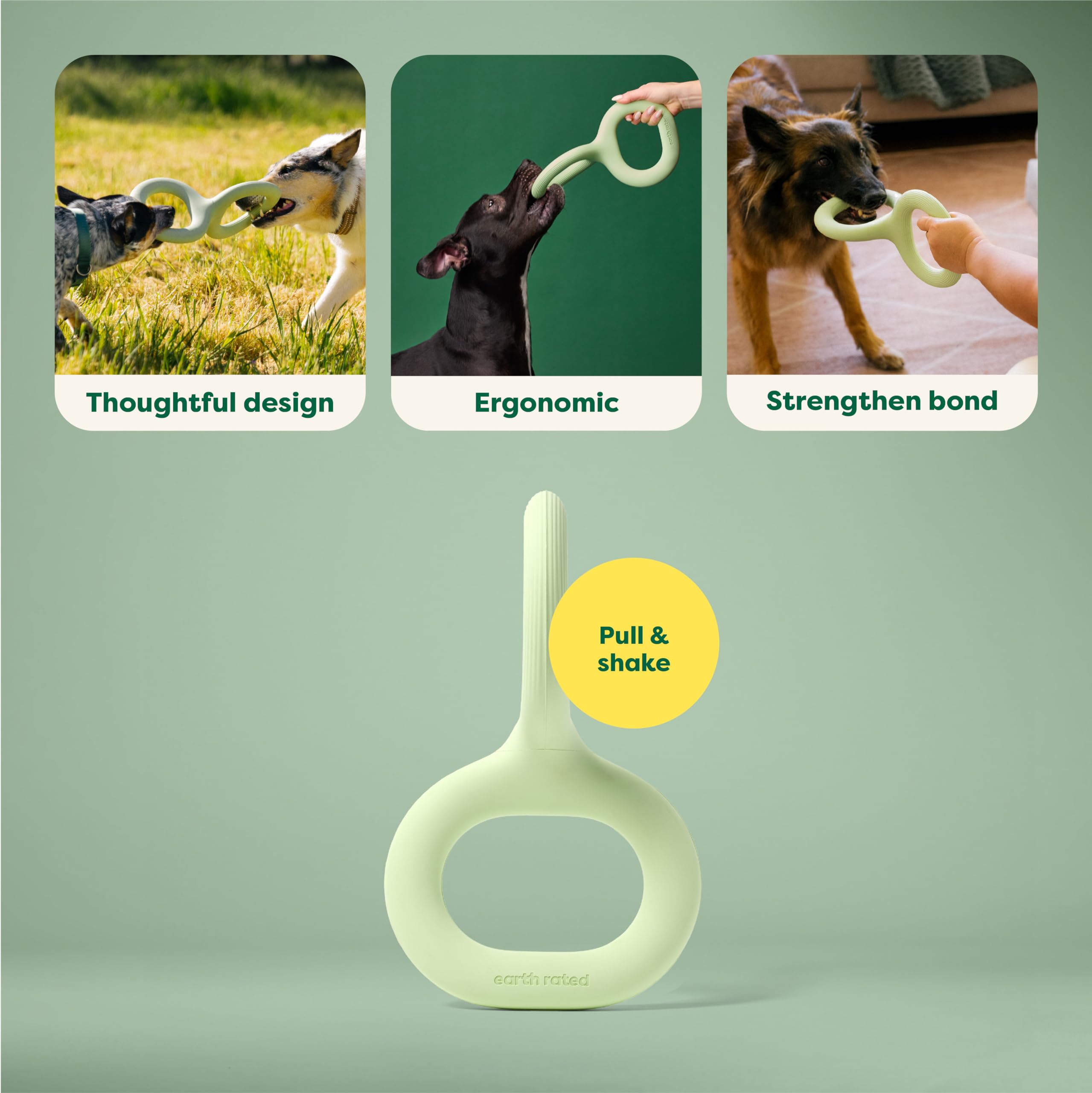 Earth Rated Tug of War Toy ergonomic grip supports safer tug sessions