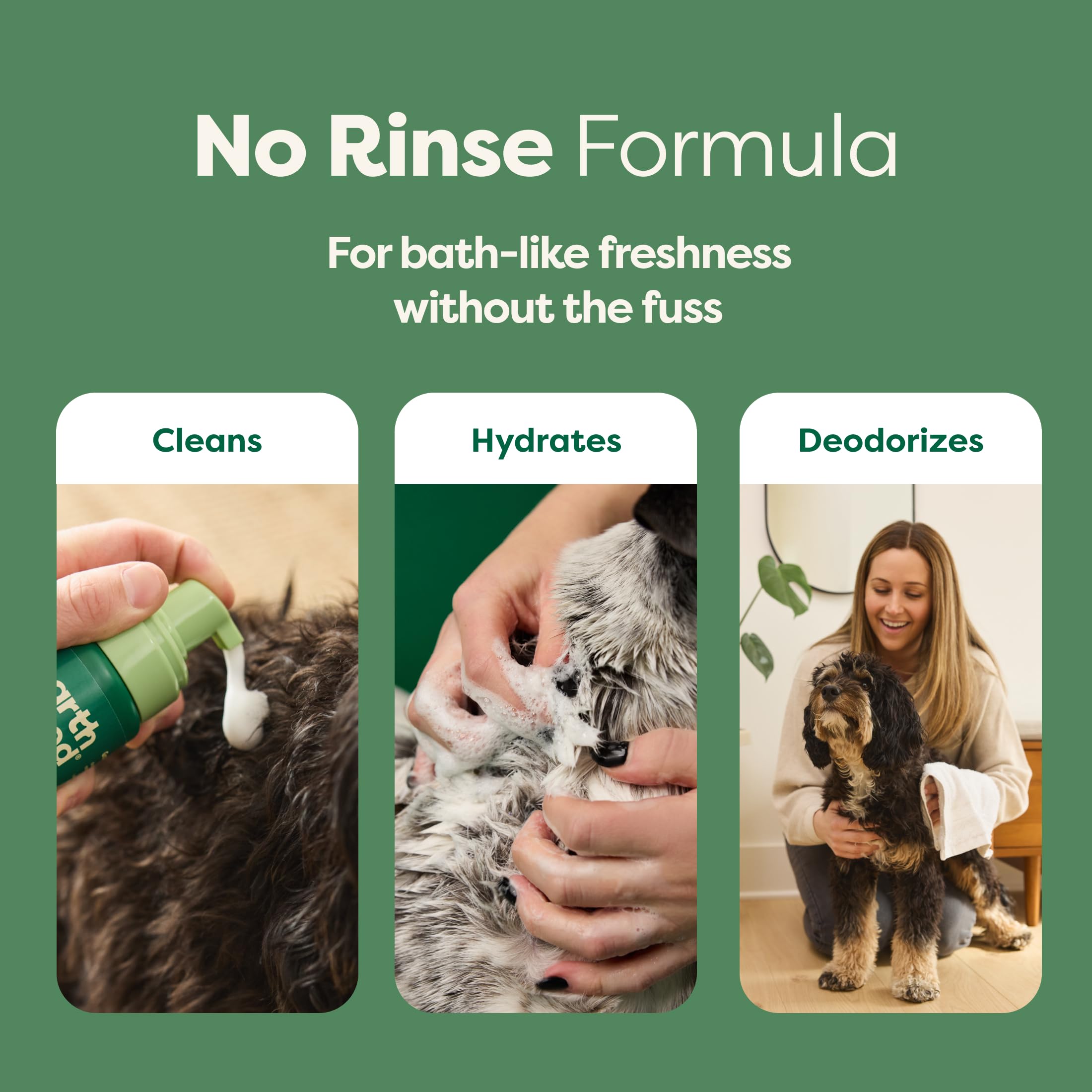 Earth Rated waterless shampoo towel-dry step for quick refresh.