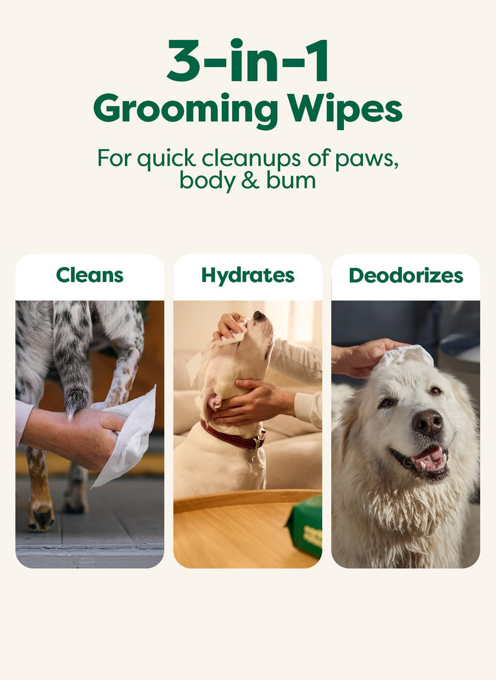 Earth Rated XL Pet Wipes unscented pack — unscented formula for sensitive skin.
