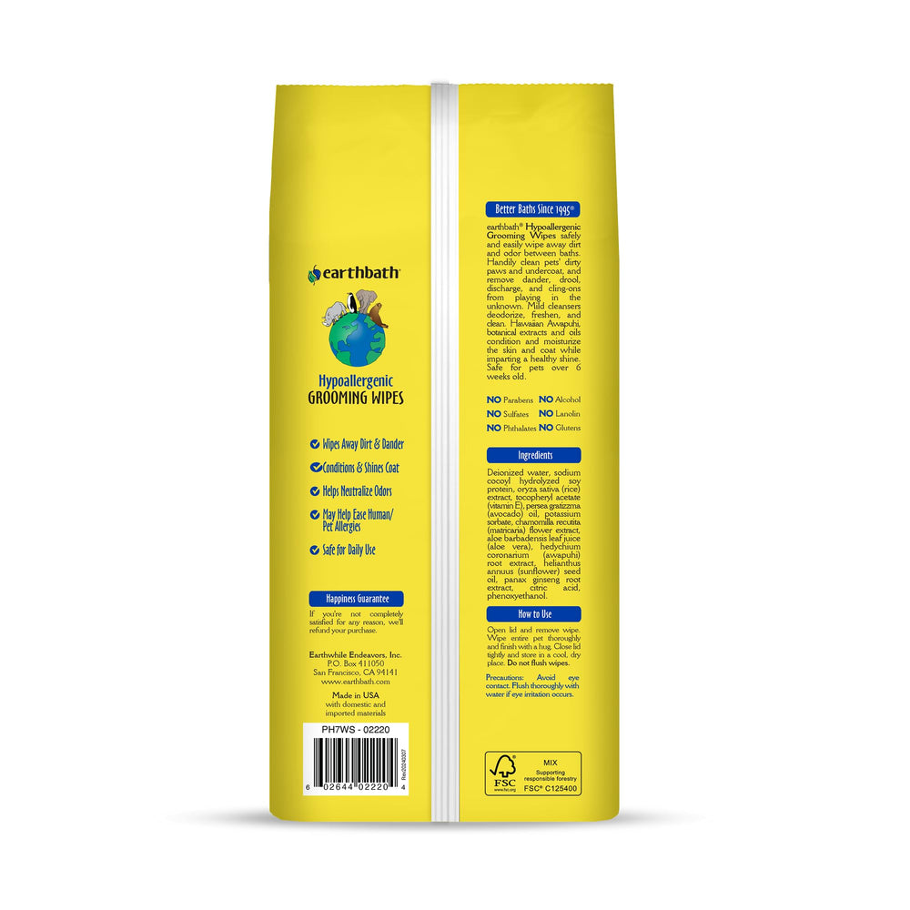 earthbath fragrance-free dog wipes closeup highlighting safe, skin-friendly cleansing for sensitive pups