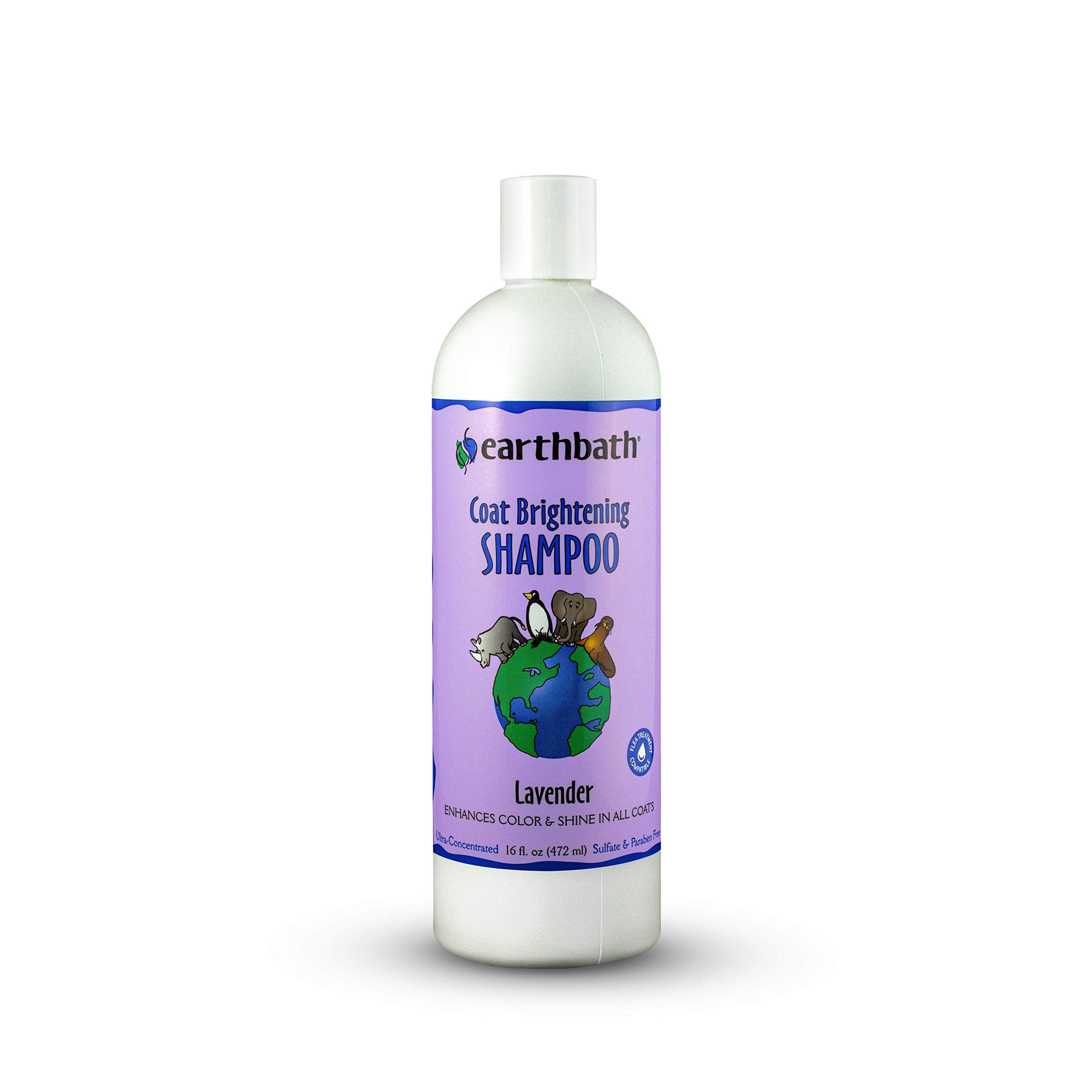 Earthbath Lavender Dog Shampoo bottle showing a gentle formula for bright coats