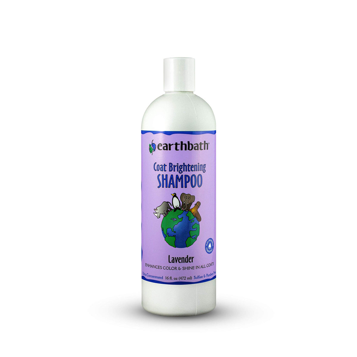 Earthbath Lavender Dog Shampoo bottle showing a gentle formula for bright coats