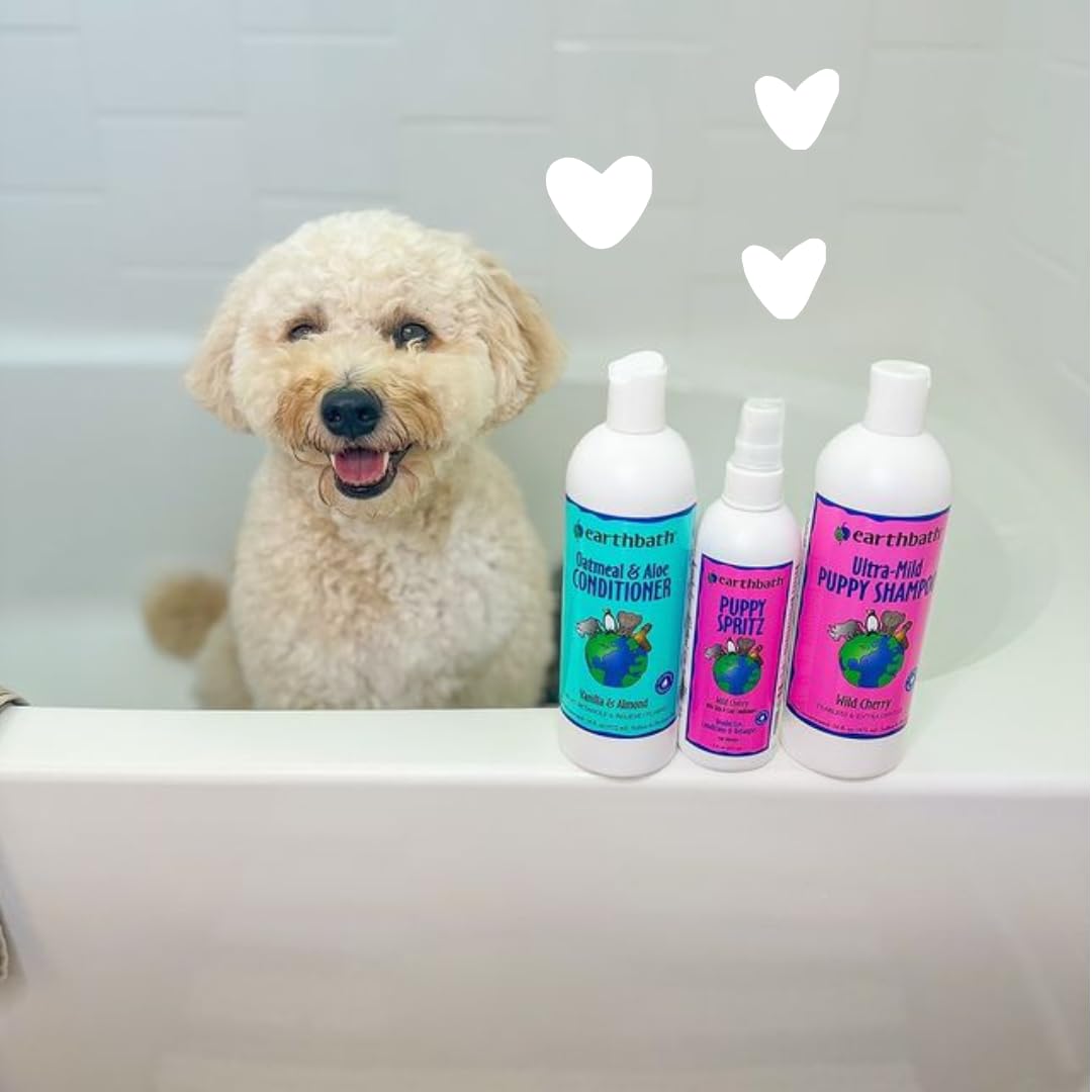 Earthbath natural ingredients label features oats and aloe for soothing coat care