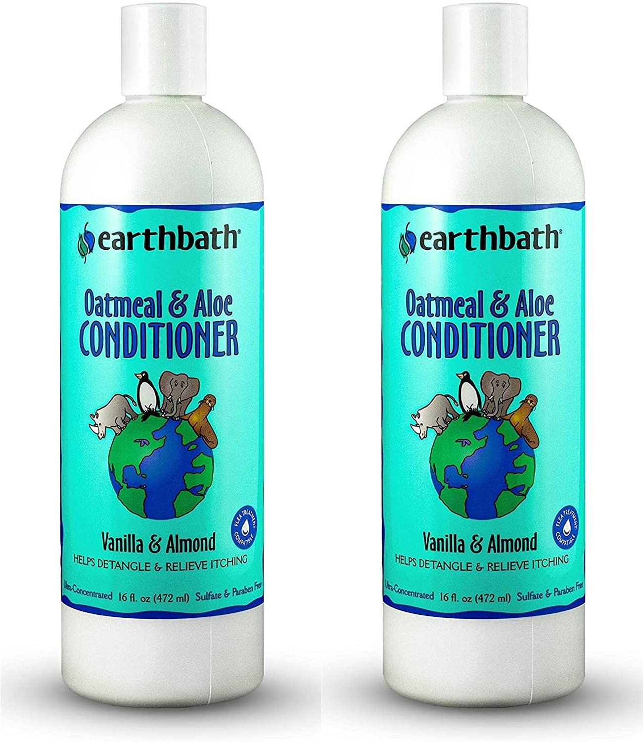 Earthbath oatmeal aloe conditioner bottle shows gentle detangling for dogs