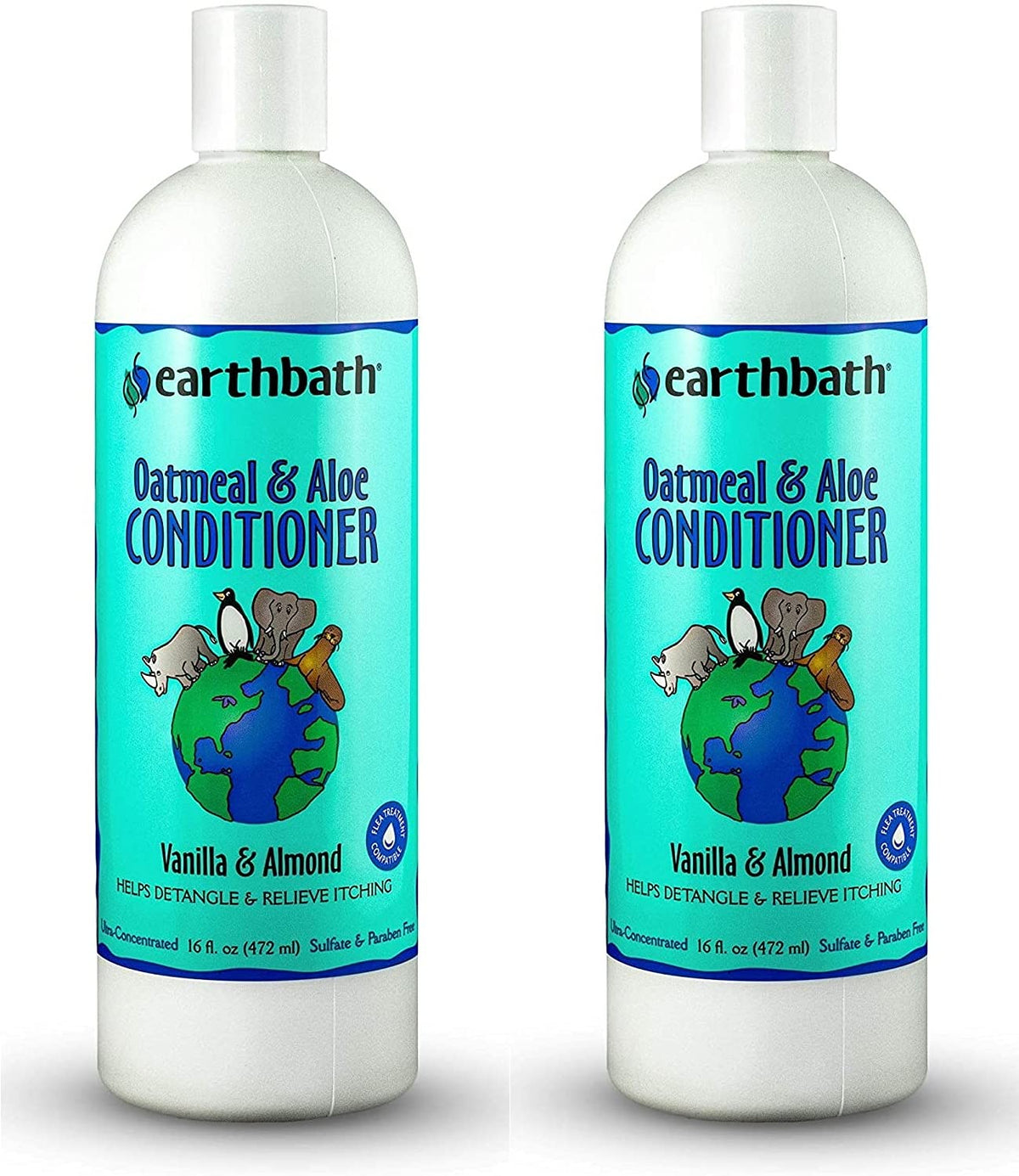 Earthbath oatmeal aloe conditioner bottle shows gentle detangling for dogs