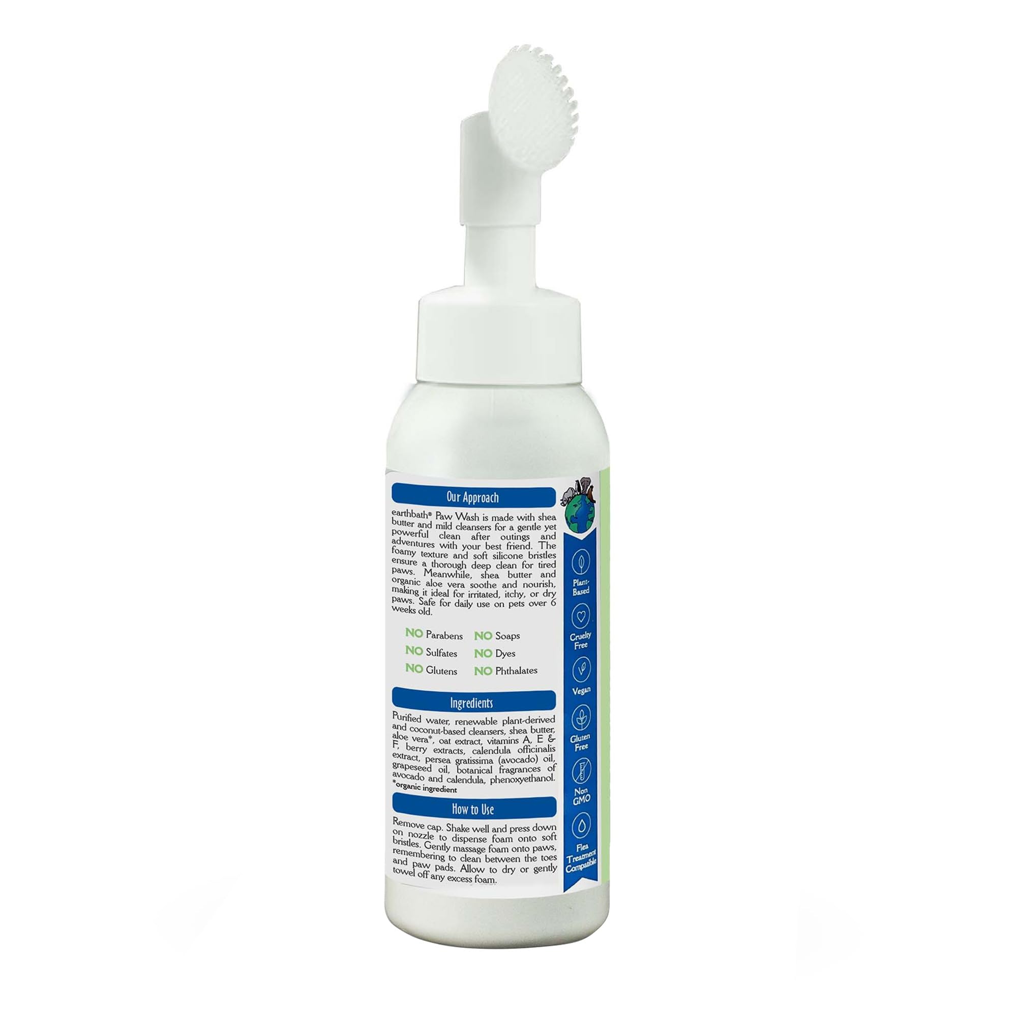 earthbath Paw Wash scrubber-brush closeup shows soft silicone bristles for gentle cleaning