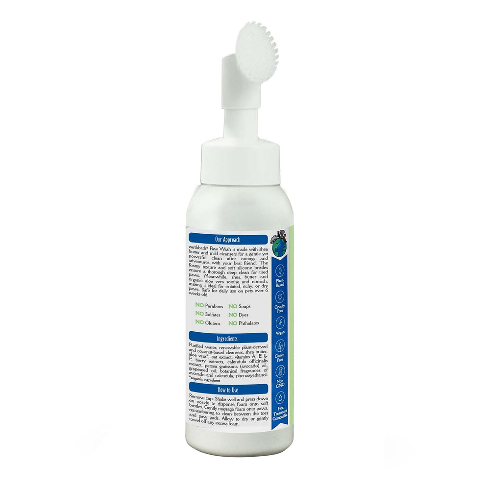 earthbath Paw Wash scrubber-brush closeup shows soft silicone bristles for gentle cleaning