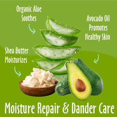 earthbath Shea Butter Shampoo bottle closeup highlights shea butter and avocado oil hydration