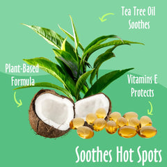 Earthbath Tea Tree Oil label close-up highlights natural ingredients and safety.
