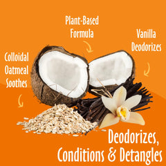 earthbath Vanilla Almond spray application on a dog's coat for deodorizing