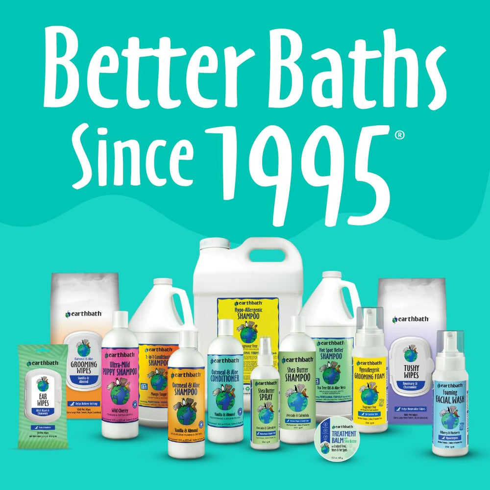 Earthbath vegan gluten-free icons indicate inclusive, safe formula