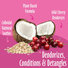 earthbath Wild Cherry 3-in-1 bottle-label highlights cruelty-free, USA-made formula