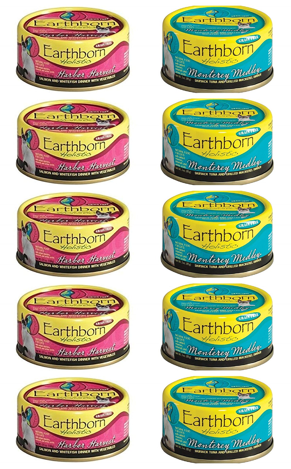 Earthborn Holistic Harbor Harvest can shows grain-free dinner with salmon and whitefish.